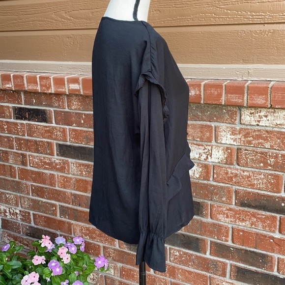 The Impeccable Pig Caramela Black Ruffle Blouse - Picture 5 of 8